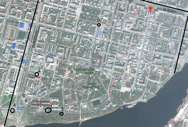 Схема мест преступлений, совершенных даниловским маньяком