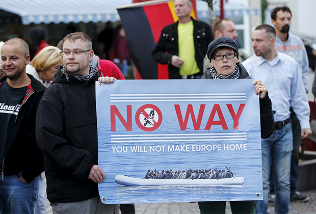 Протесты против мигрантов в городе Ризе, 2015 год
